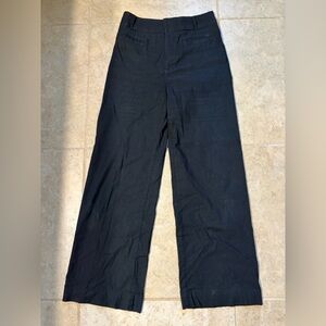 Maeve the Colette Full Length Black Linen Blend Wide Leg size 28